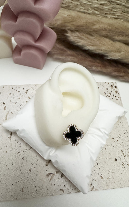 Clover Ohrstecker | Schwarz & Gold