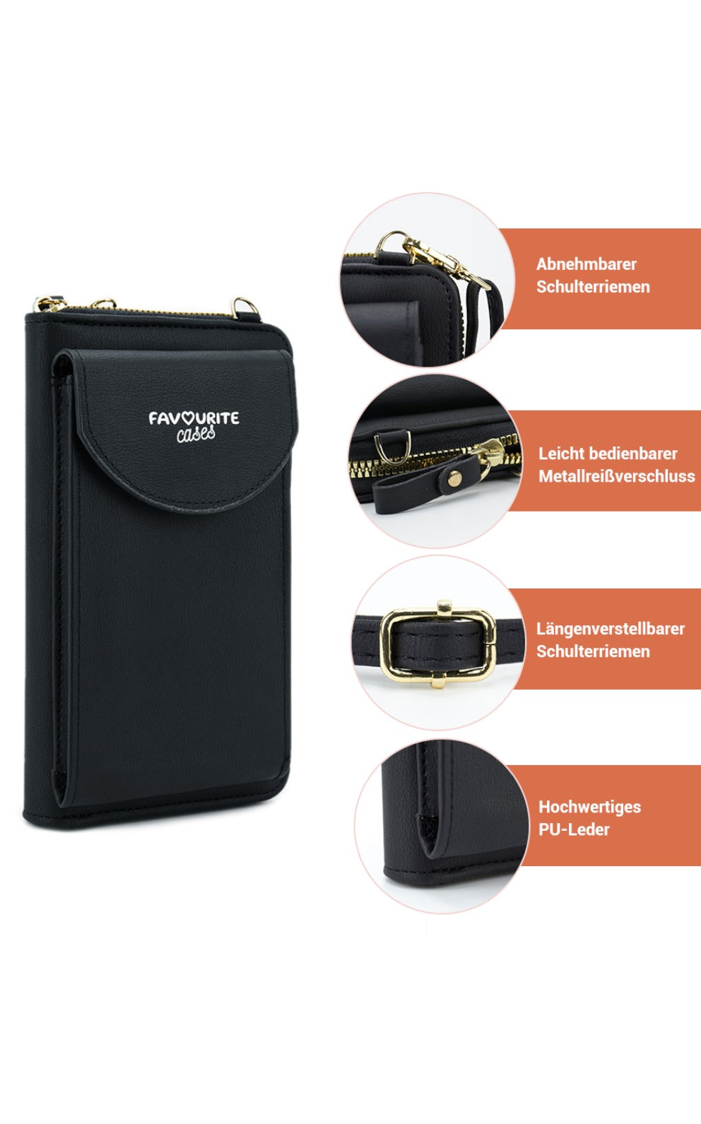 Handytasche zum Umhängen - Schwarz