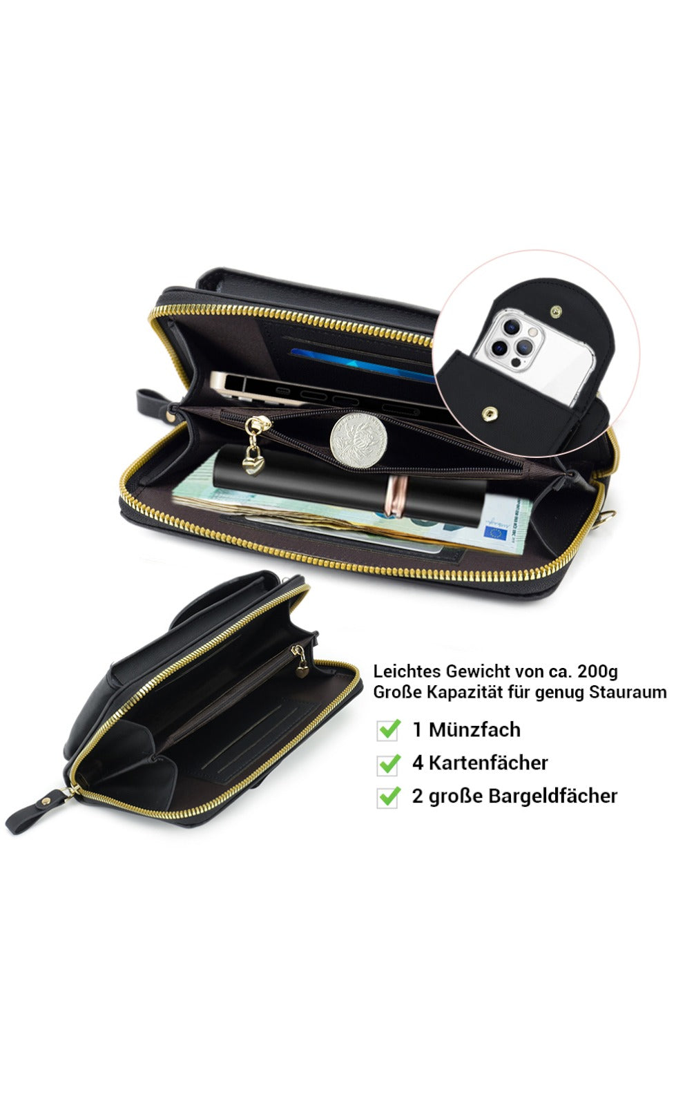 Handytasche zum Umhängen - Schwarz