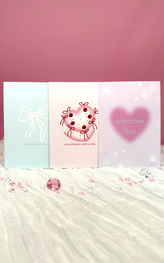 Postkarten im 3-er Set - Flirty Bow Kollektion