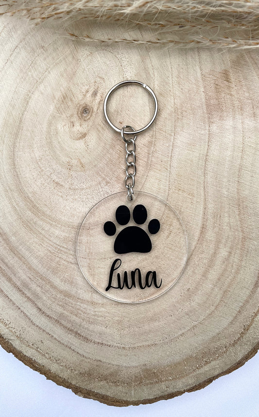 Acryl Schlüsselanhänger "Pfote Luna" schwarz
